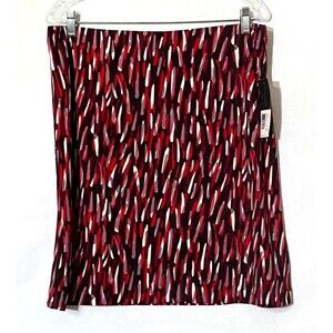 Kenneth Cole Skirt Womens Size L Multicolor Watercolor Print Knit Side Slit NWT